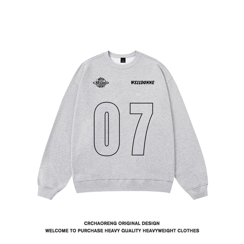 We11done Konne Street Retro Crew Neck Sweatshirt Men 07 Basic Print Casual Loose Top Style 3