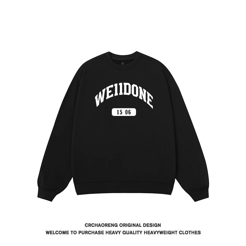 We11done Konne Trend Brand Crew Neck Sweatshirt Men 2024 New Loose Inner Long Sleeve Top