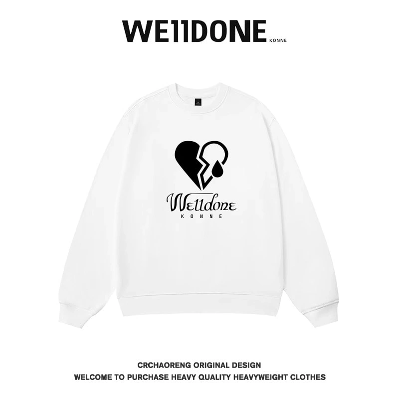 We11done Konne Trend Brand Student Casual Top Male Loose Couple Crew Neck Sweatshirt Men Style 1