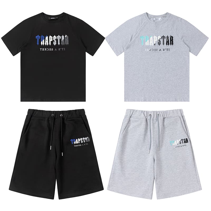Trapstar Blue White Towel Embroidery Tee & Shorts Set