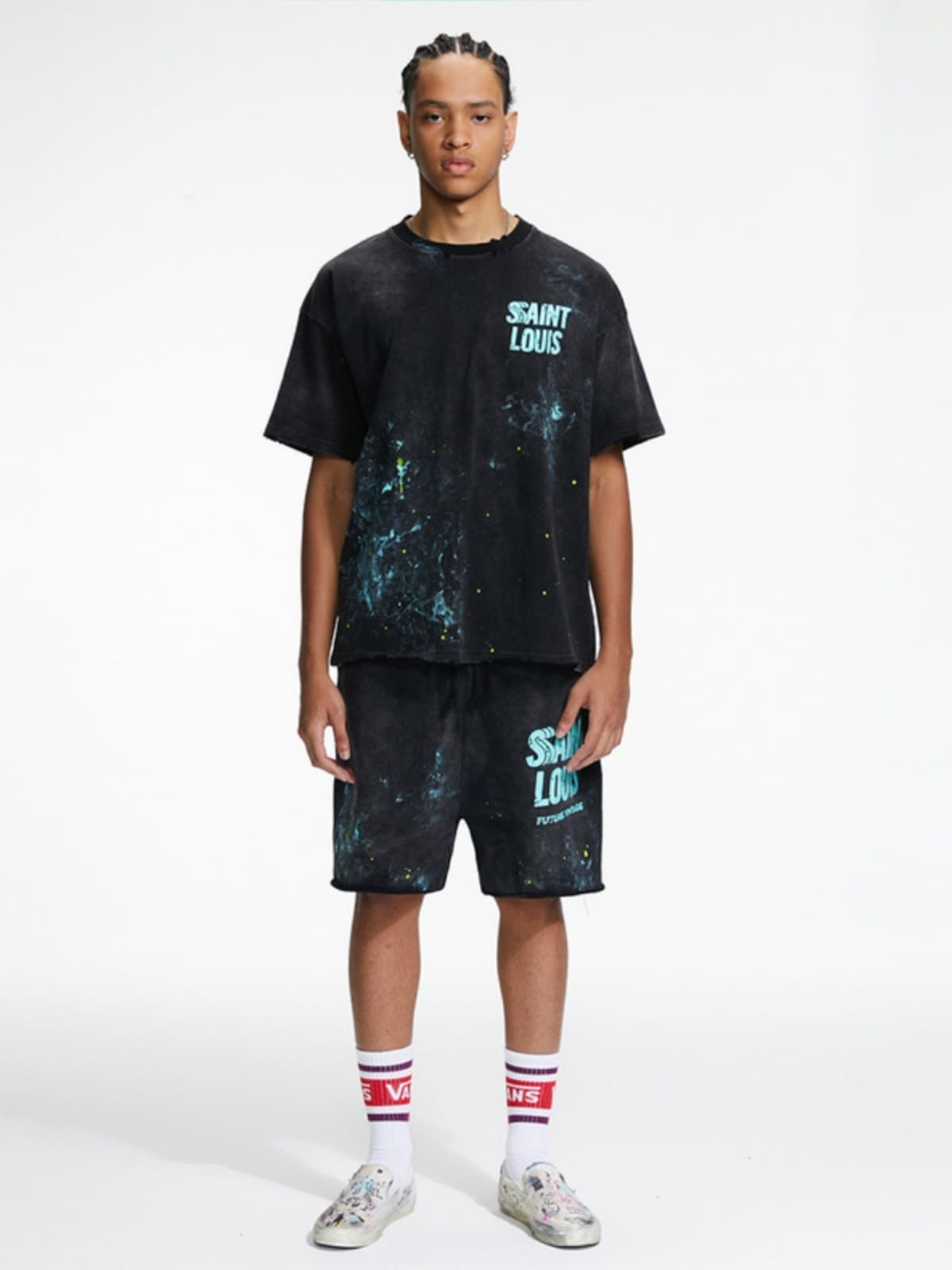 sssaint L**is old do dirty splash ink shorts