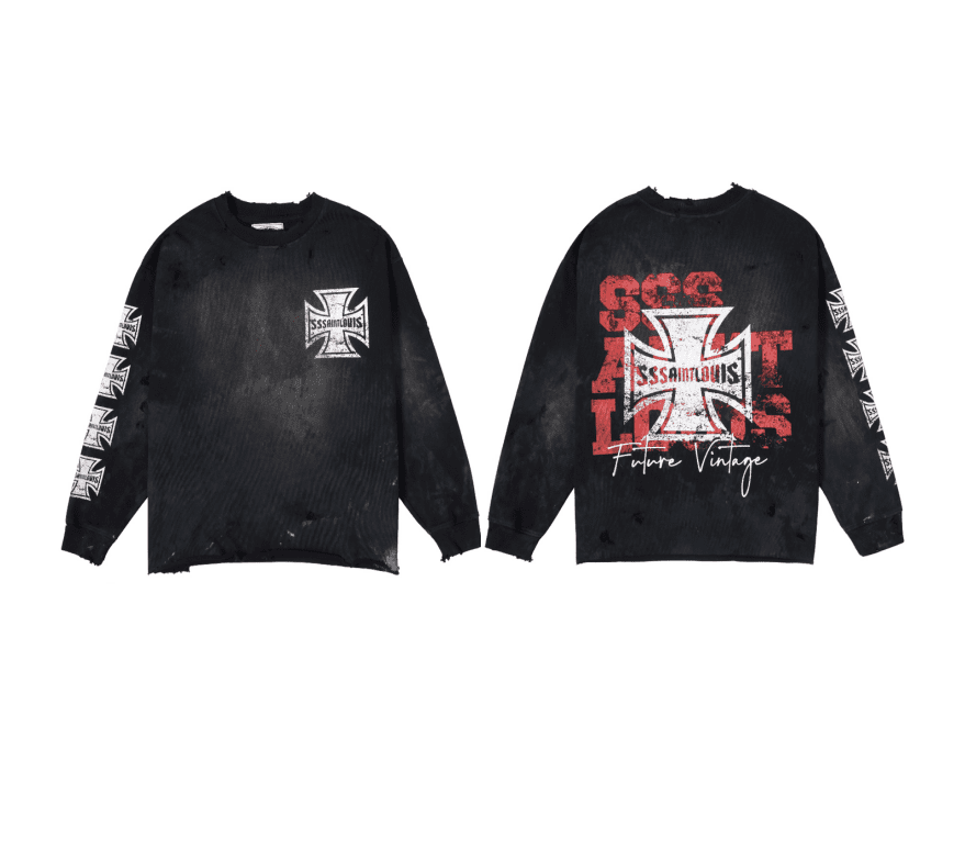 sssaint L**is graffiti cross star long sleeve tee