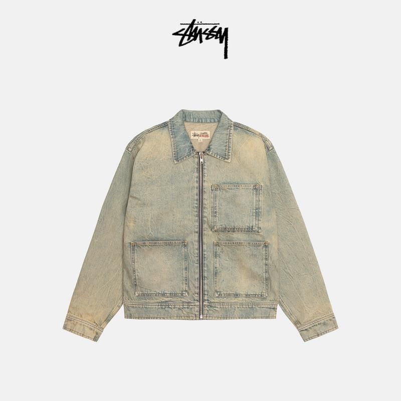 Beach Wash-Zip Work Jacket Denim