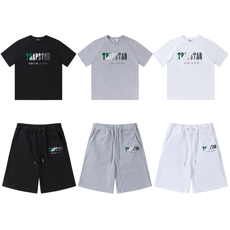 Trapstar Greenish White Towel Embroidery Shorts Set