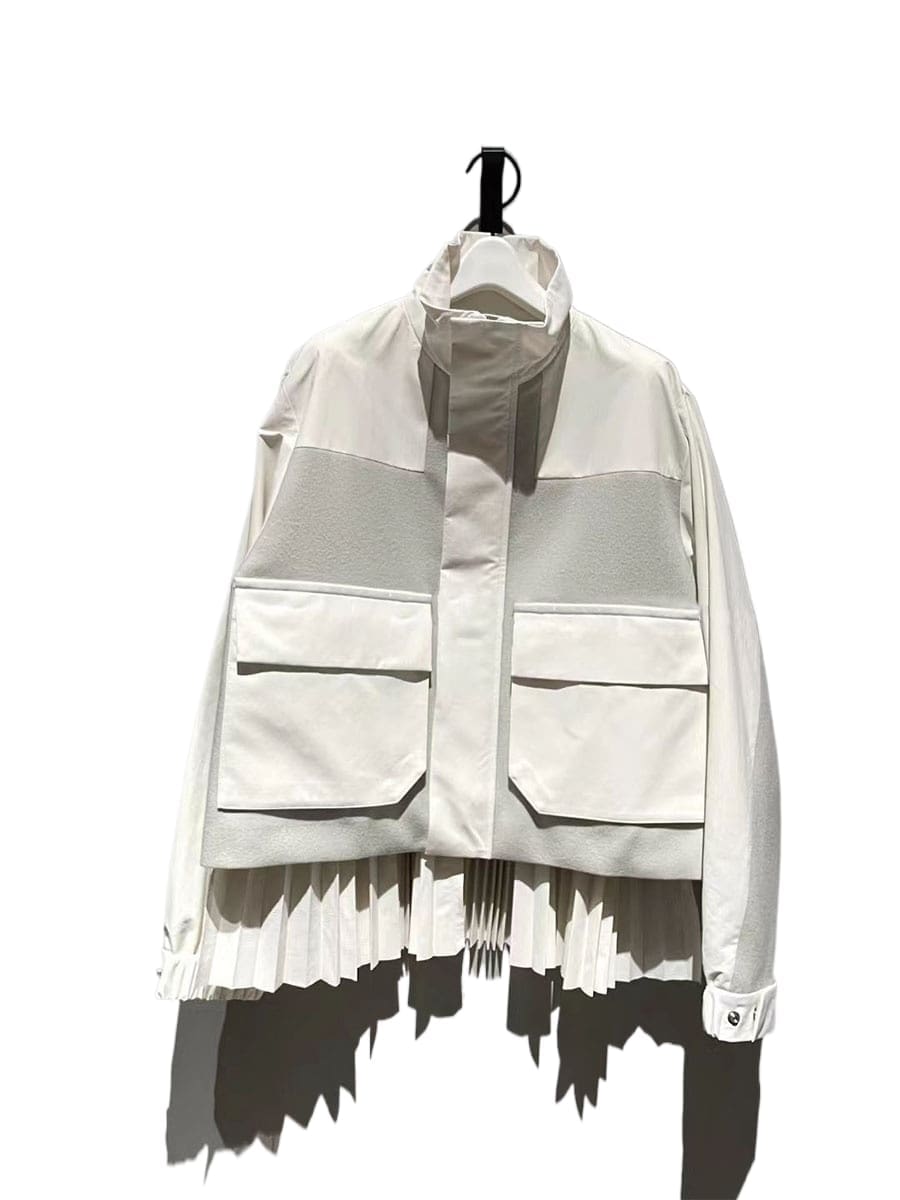 Fog Sacai Ss24 Pleated Long Sleeve Coat