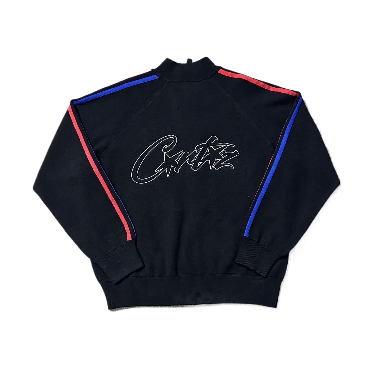 Corteiz Devil Island Red and Blue Ribbon Jacket Couples Zipper Cardigan