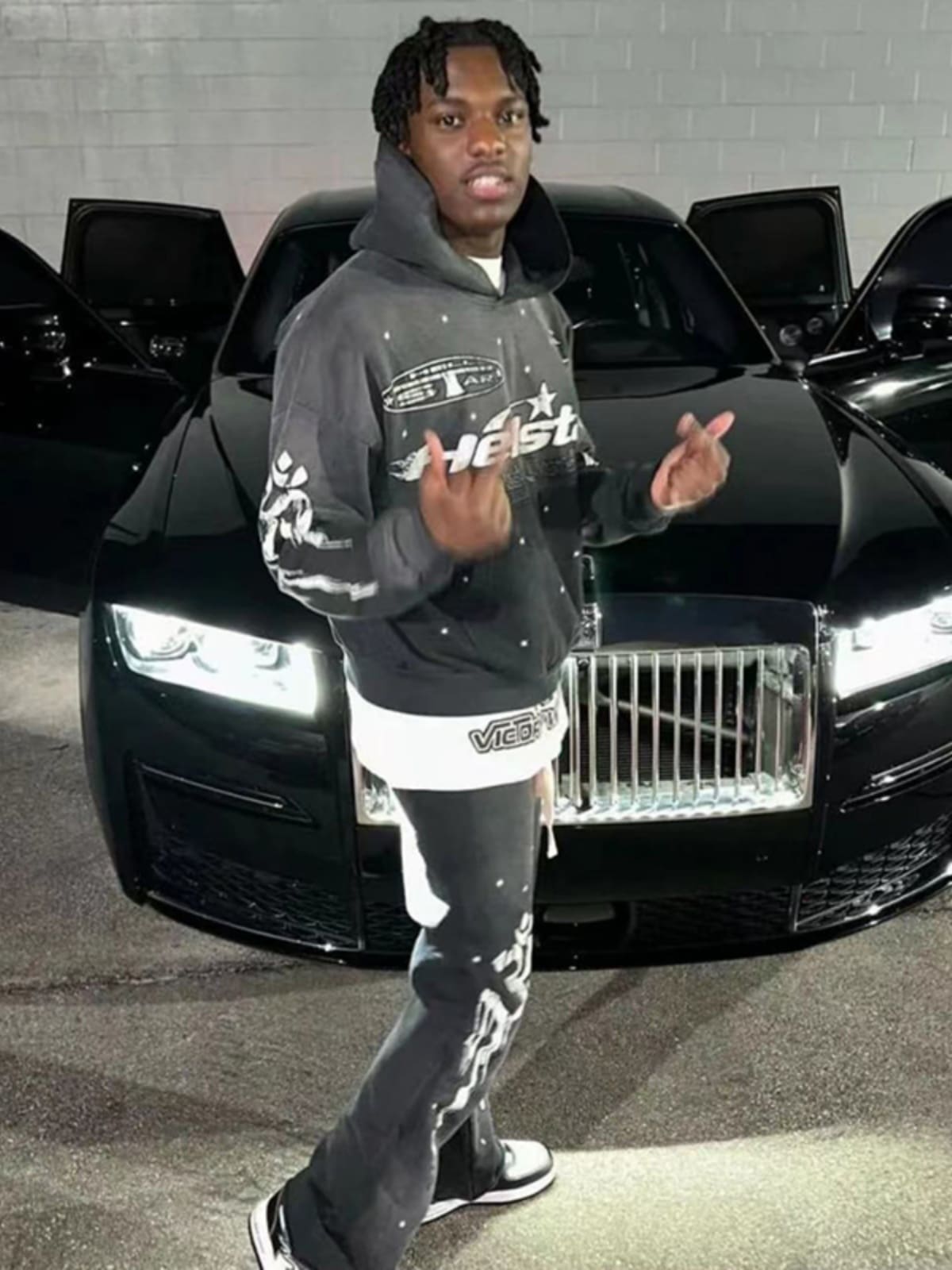 H*lst*r studios flare flame hoodie and trousers stitching sweater suit