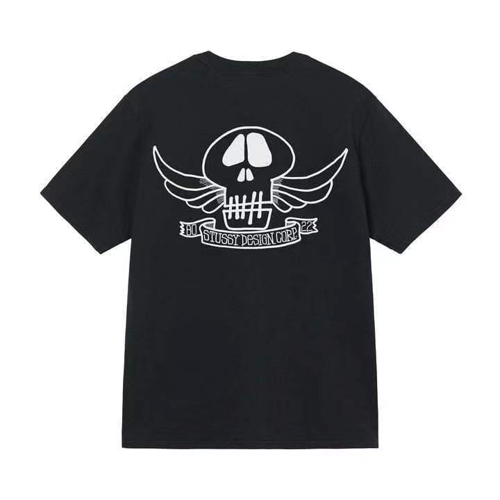 Stussy Crown Surfing Print Short Sleeve T-Shirt for Men and Women