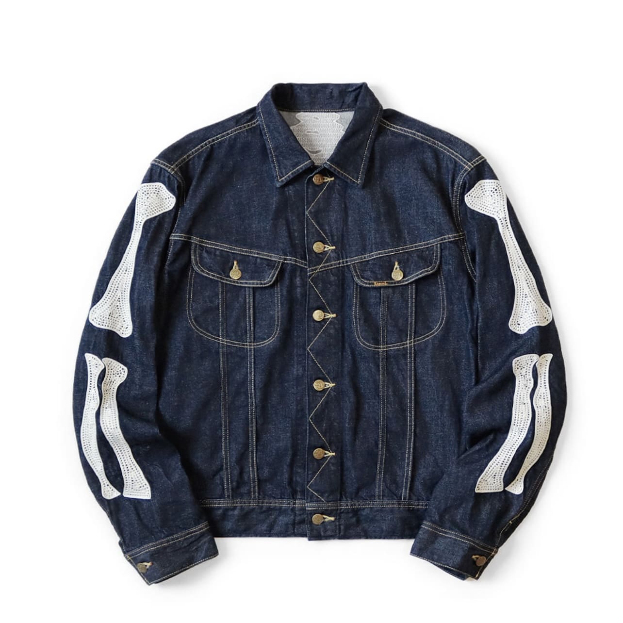 Kapital Hitian Hehong Denim Lapel Bone Embroidery Jacket
