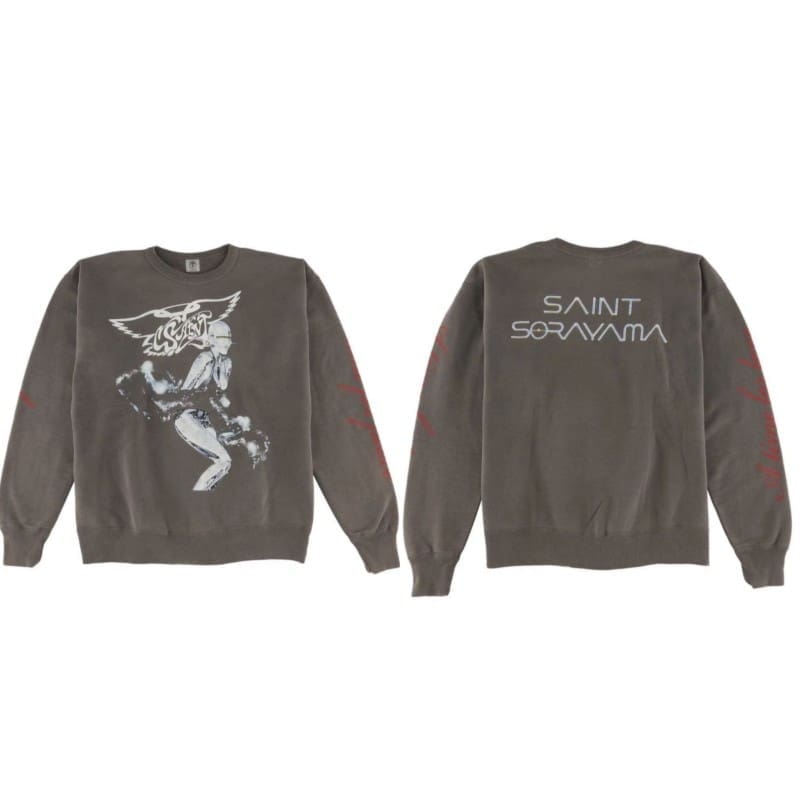 Saint Michael Retro Round Neck Sweater Thick Long Sleeve Top for Men and Women