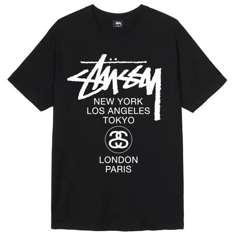 Stussy Crown Surfing Print Short Sleeve T-Shirt for Men and Women