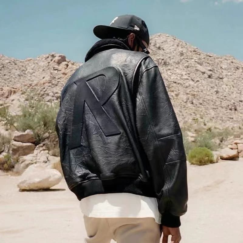 Represent Fur Collar Leather Coat Zip Jacket Casual Loose Wear