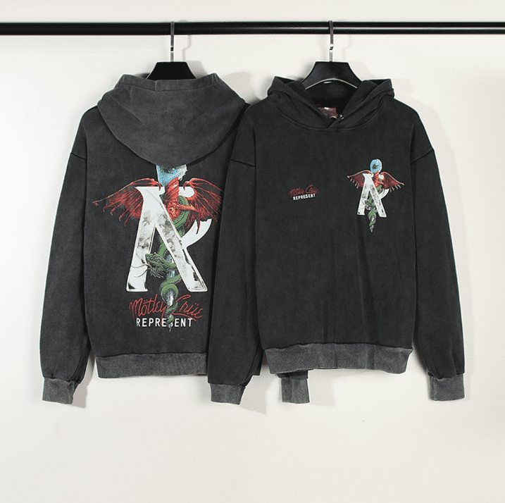 Represent Motley Crue Band Washed Vintage Distressed Hoodie