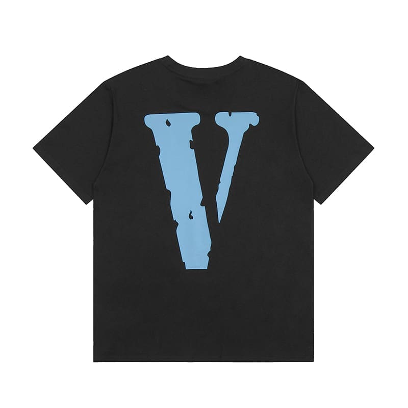 VLONE FOG Juice WRLD Blue V Poster Print Loose T-Shirt for Men