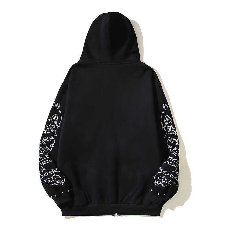 Revenge Needle Embroidered Rivets Hoodie