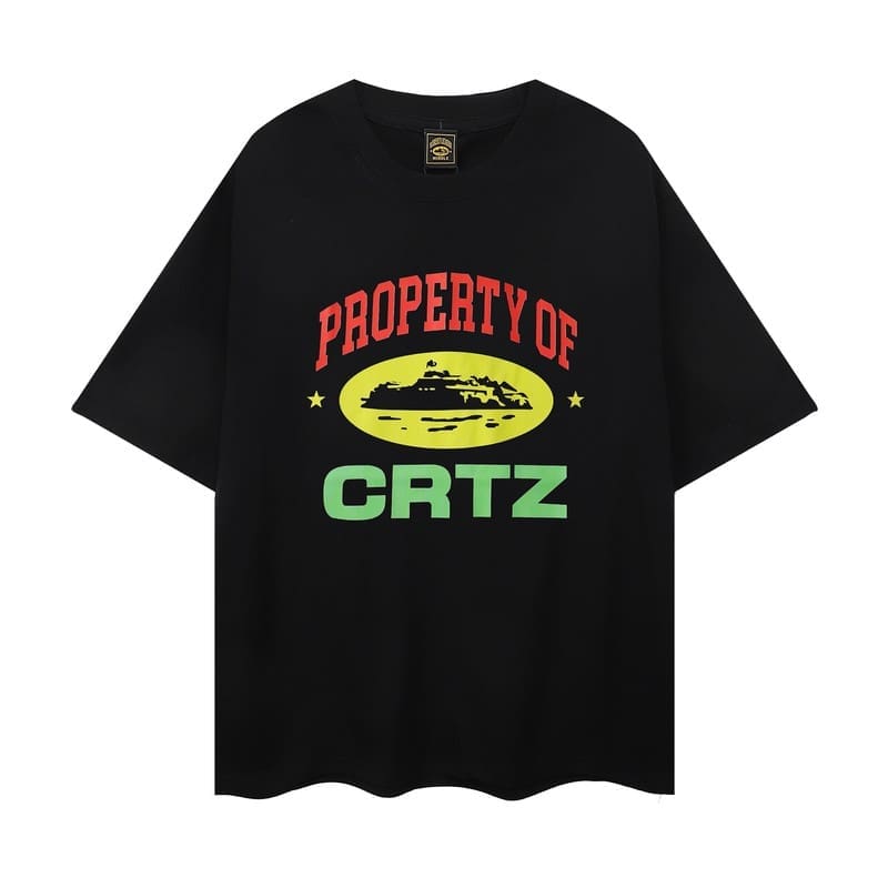 Corteiz Devil Island Graffiti Print T-Shirt for Men and Women High Street Retro Style