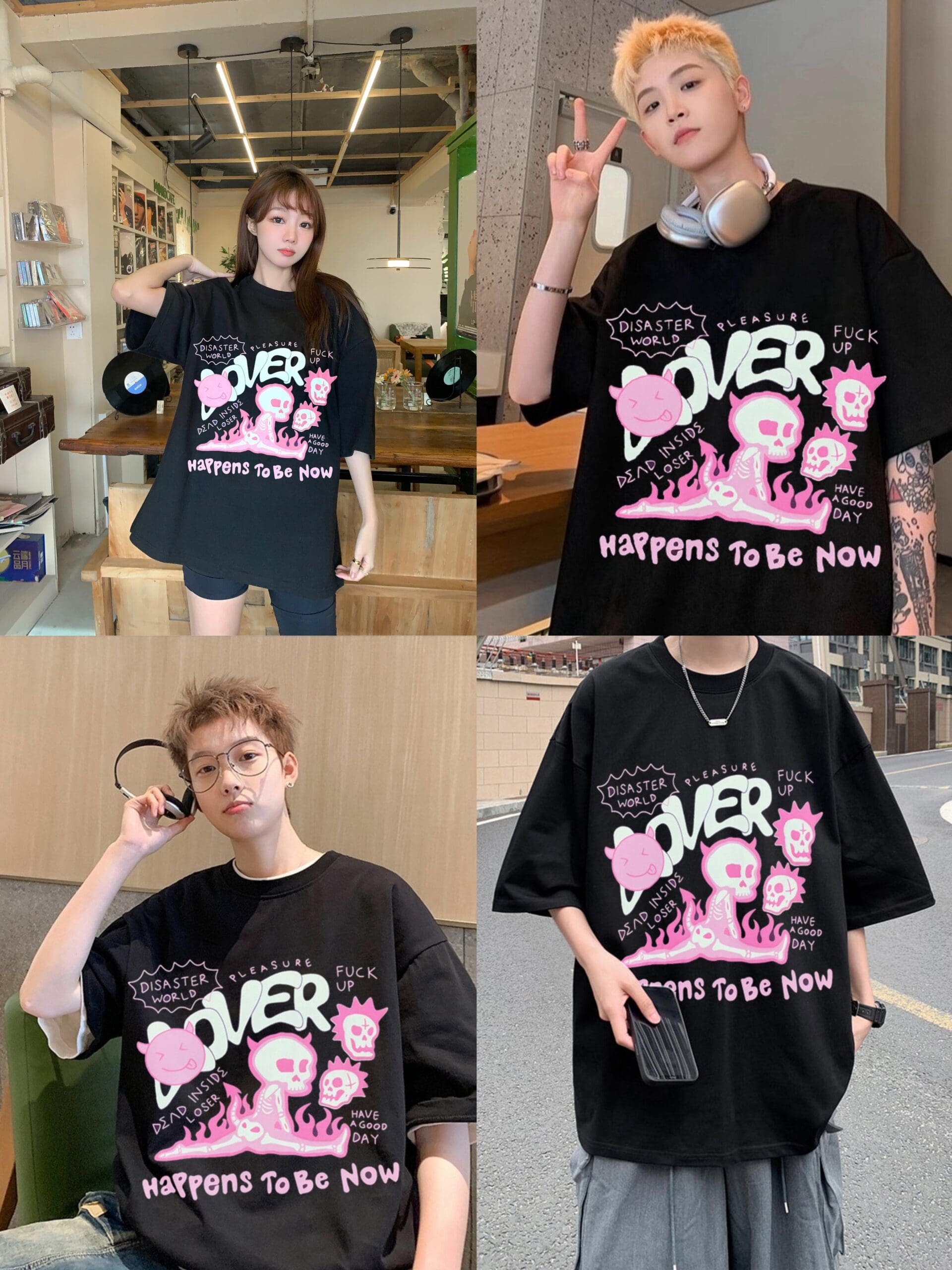 Broken Planet Puff Print Loose Short Sleeve T-Shirt for Men and Women