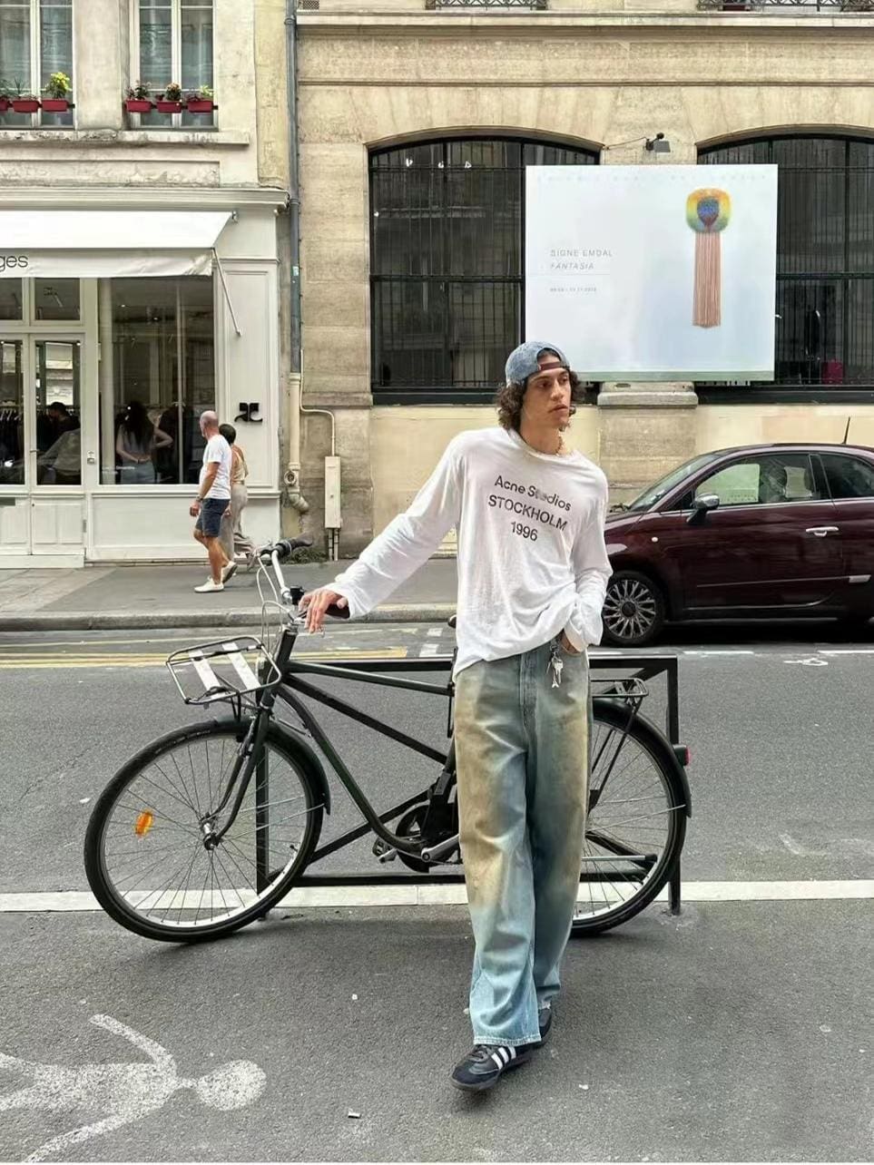 AC 1996 Retro Distressed Logo Long Sleeve Casual T-Shirt for Men and Women