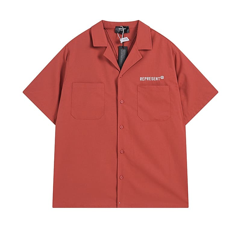 Represent Simple Letter Embroidery Loose Short Sleeve Shirt and Shorts Set