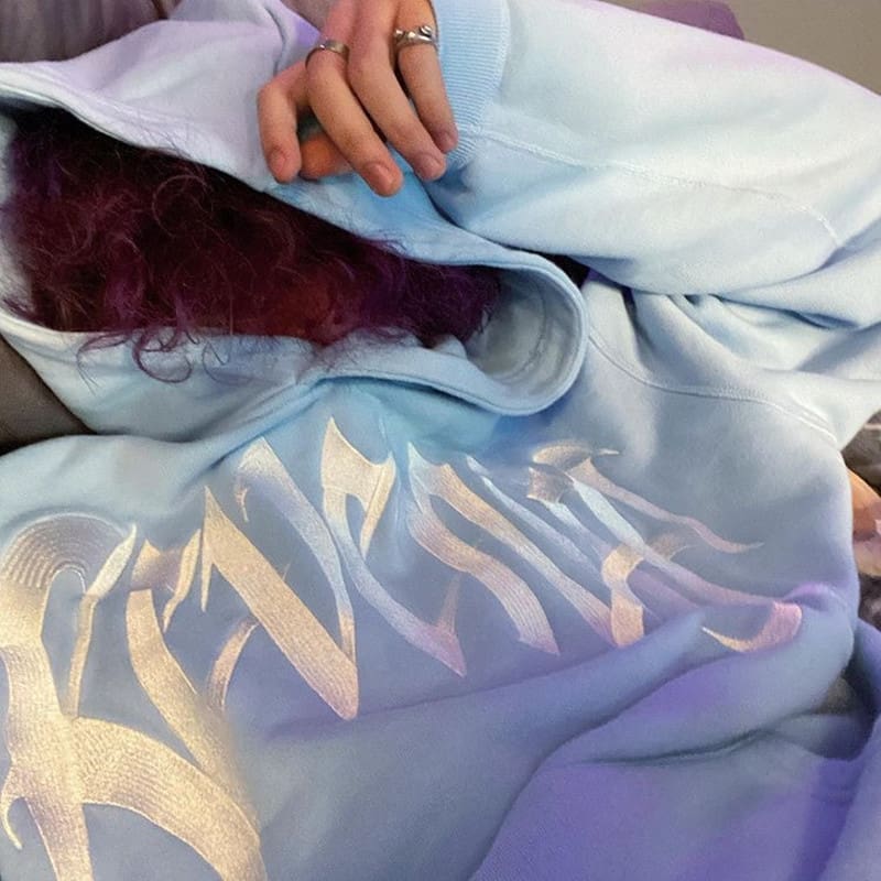 22SS American Revenge Embroidery Letters High Street Velvet Padded Hooded Sweatshirt