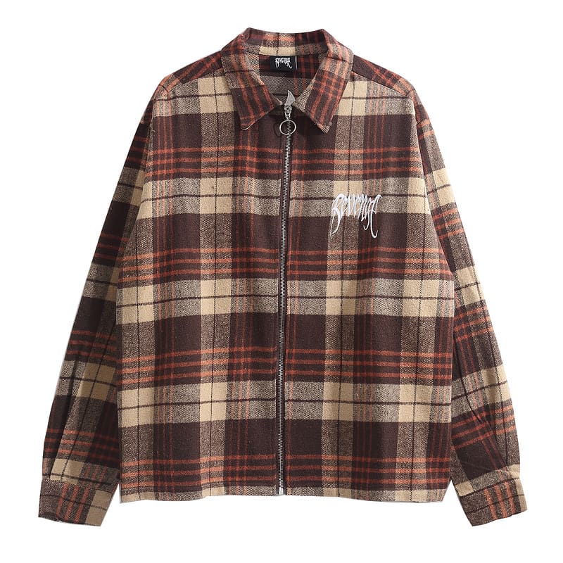 Revenge Embroidered Plaid Shirt Coat for Men
