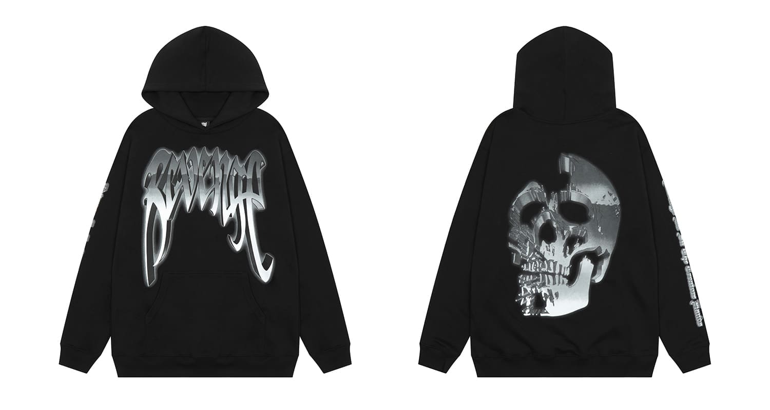 Revenge Mechanical Skull Print Hoodie