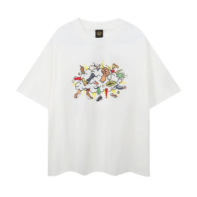 Corteiz Devil Island Graffiti Print T-Shirt for Men and Women High Street Retro Style