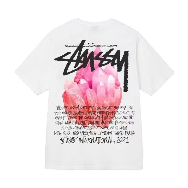 Stussy Crown Surfing Print Short Sleeve T-Shirt for Men and Women 2