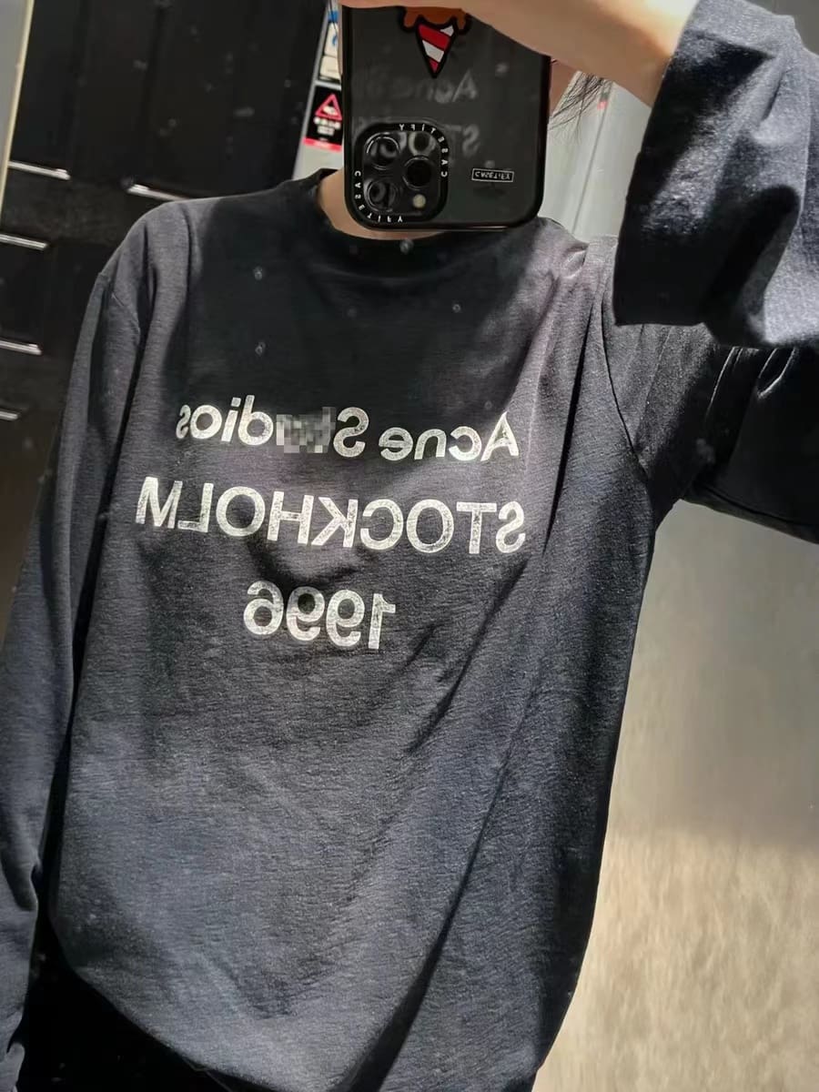 AC 1996 Retro Distressed Logo Long Sleeve Casual T-Shirt for Men and Women