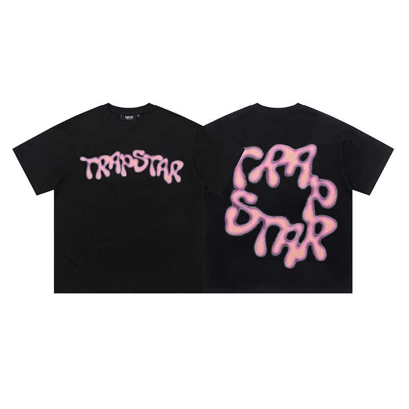 Trapstar Inkjet Pink Letters Print Cotton Round Neck Short Sleeve T-Shirt