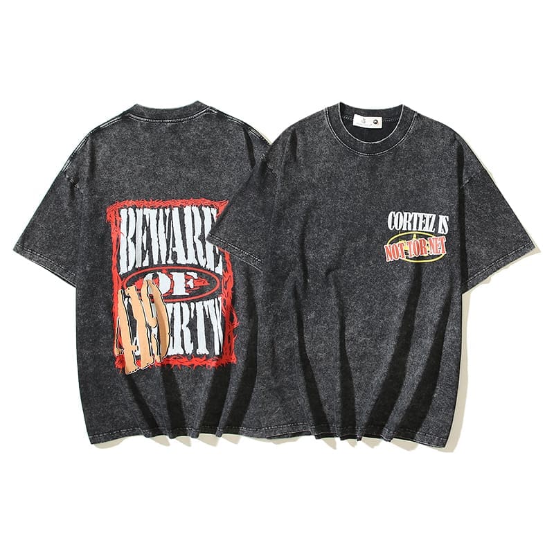 Corteiz Devil Island Washed Joint T-Shirt Short Sleeve Summer