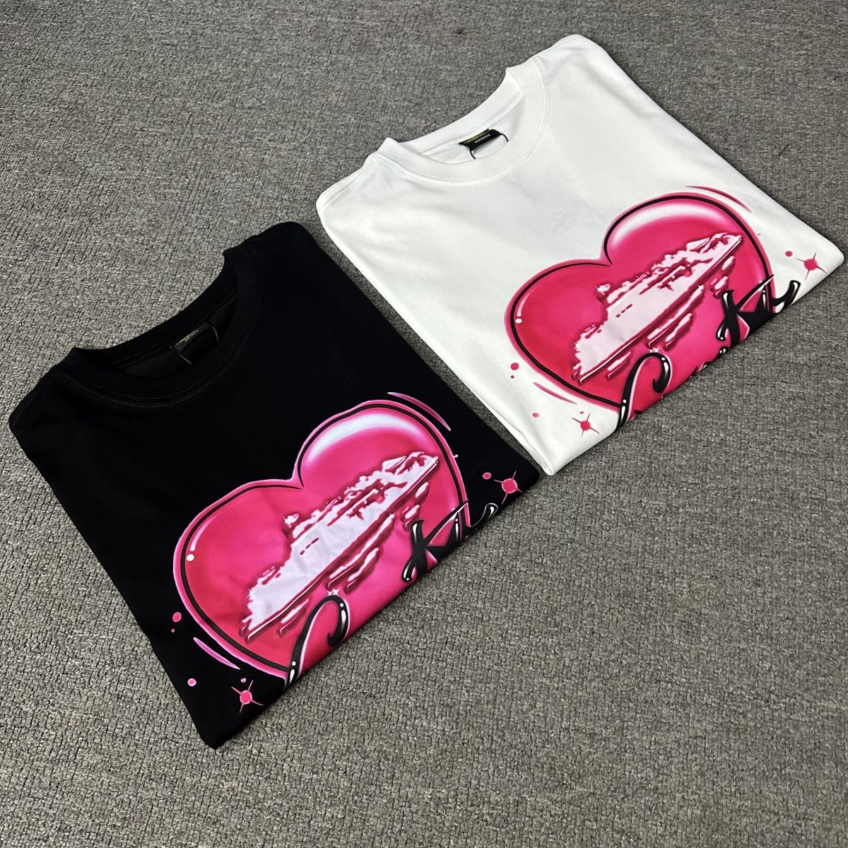 American High Street Corteiz Love Letter Print Short Sleeve Casual Retro Couple T-Shirt