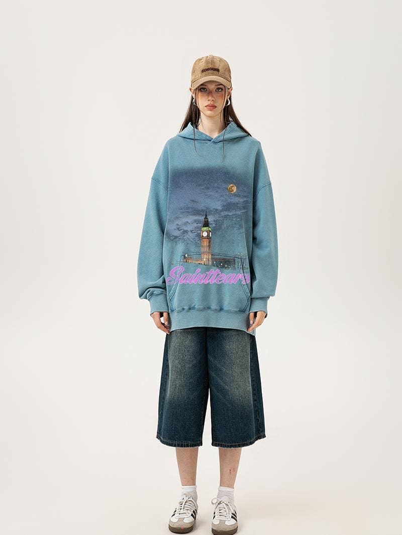 Saint Michael Denim Tears Vintage Terry Hoodie Washed Distressed