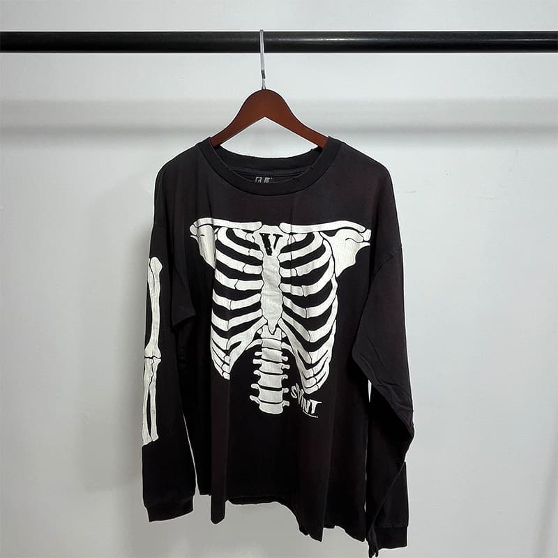 Saint Michael American-Style Distressed Long-Sleeved T-Shirt for Men and Women