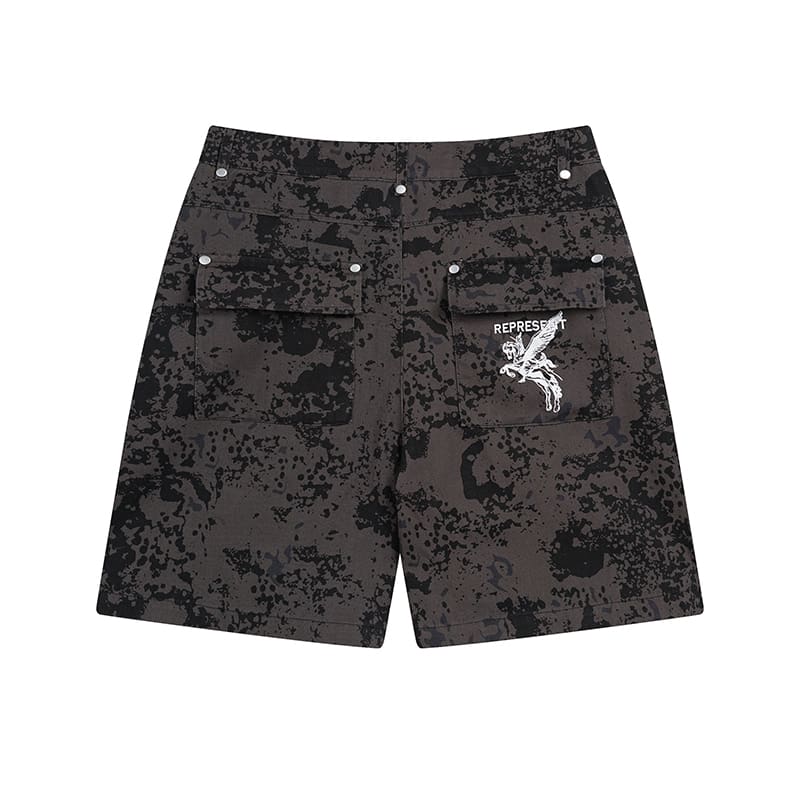 Represent Camouflage Workwear Shorts with Big Pockets for Men and Women