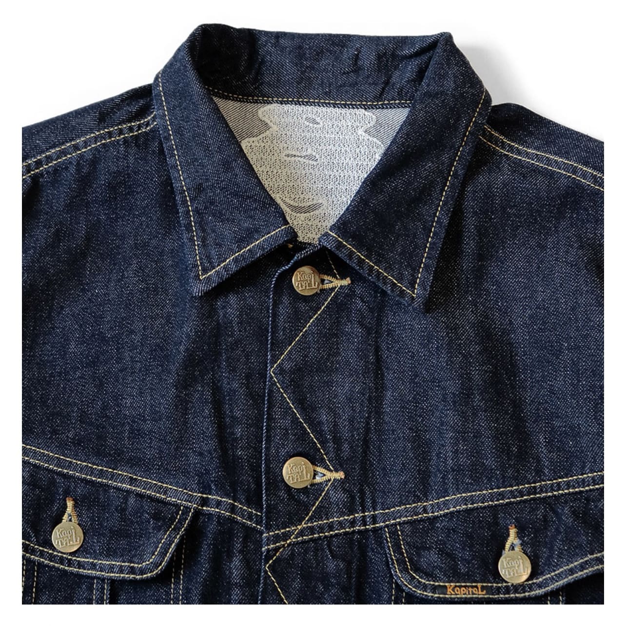 Kapital Hitian Hehong Denim Lapel Bone Embroidery Jacket