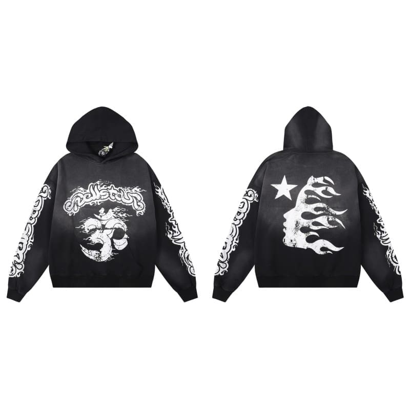 H*lst*r hell star mud print hooded sweater