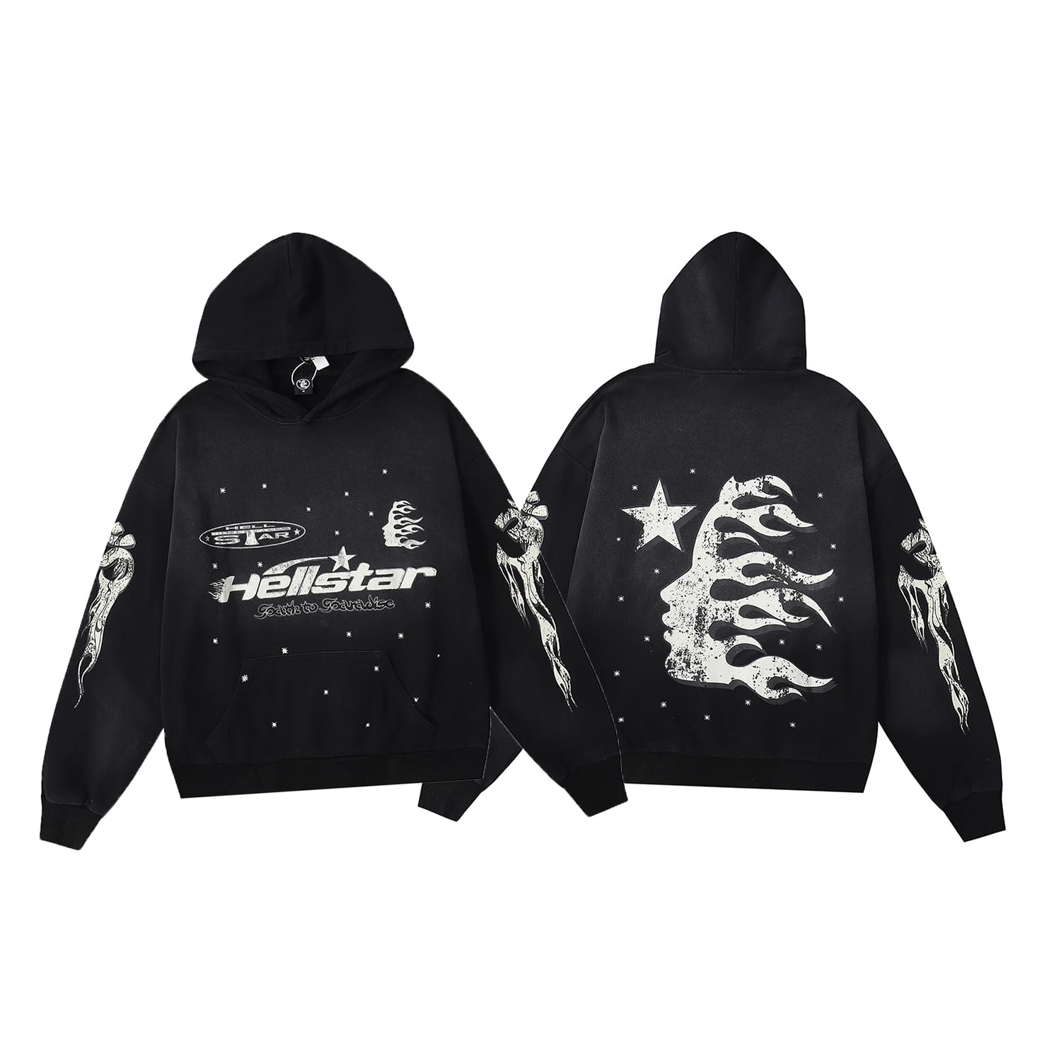 H*lst*r hell star mud print hooded sweater