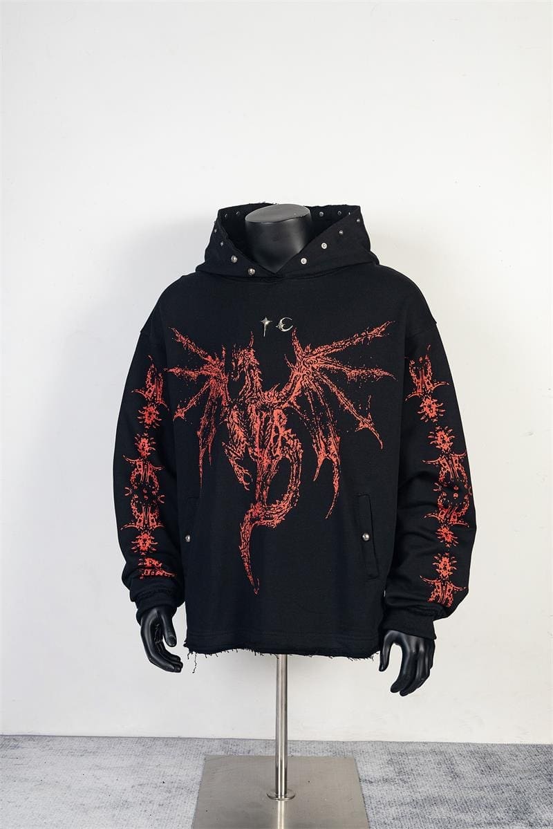Thug Club Skeleton Dragon Print Hoodie
