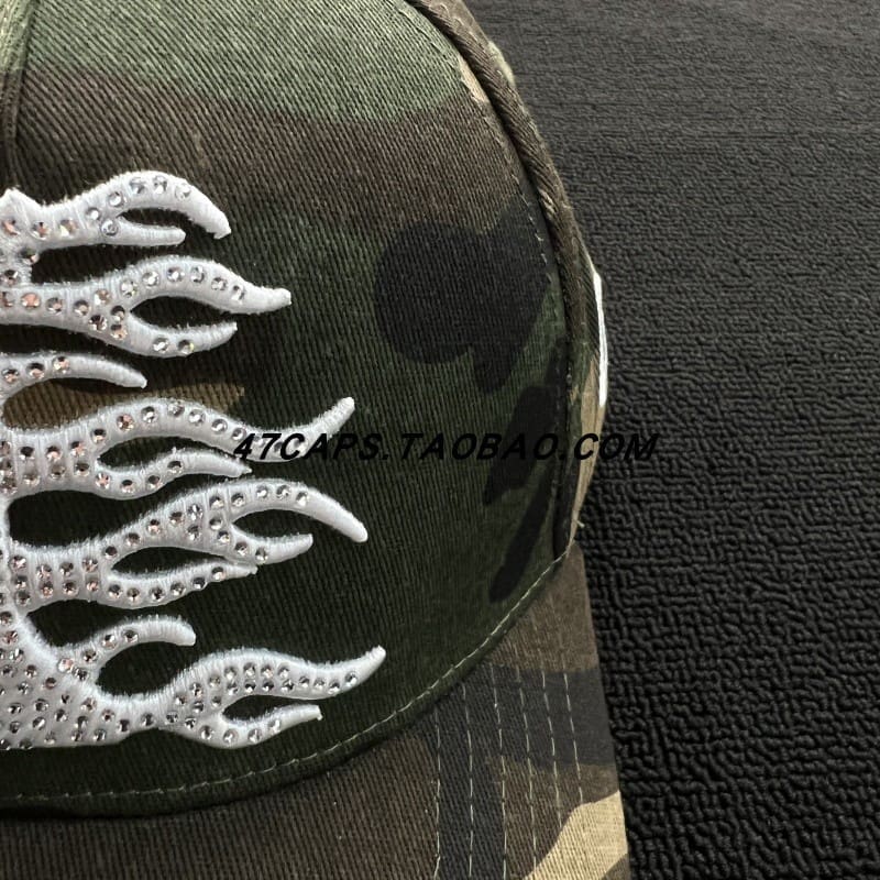 H*lst*r american hip hop adjustable peaked cap with rhinestone