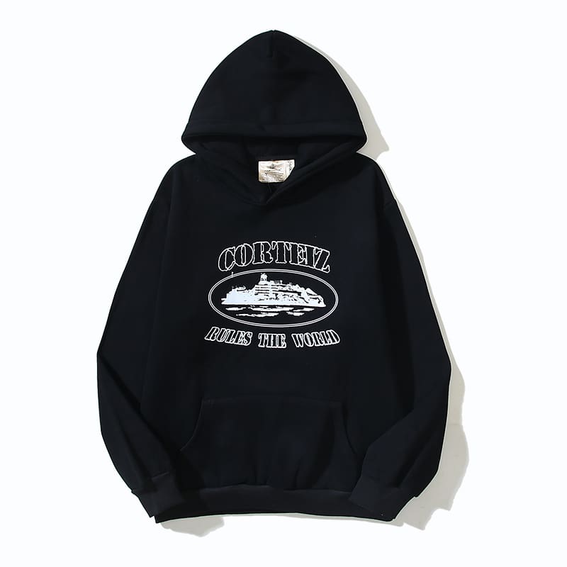 Corteiz Devil Island Letter DRILL Style Hooded Pullover Hoodie