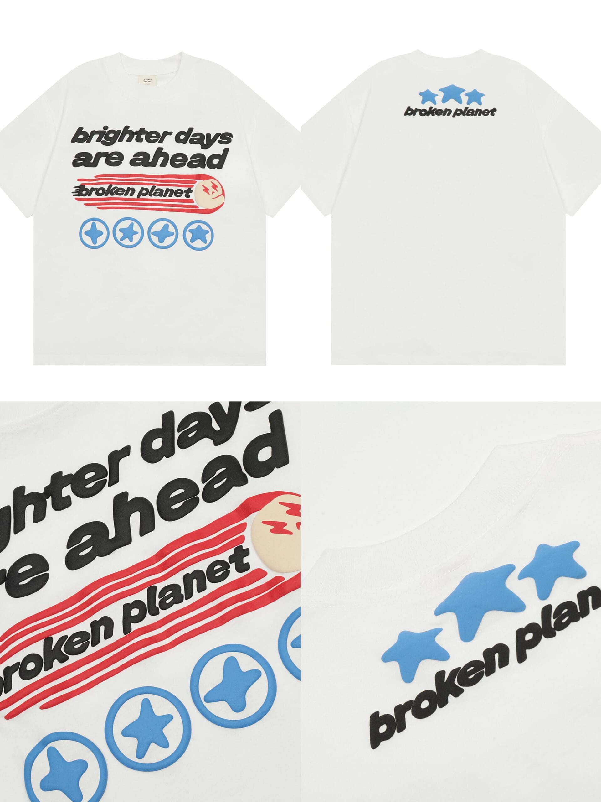 Broken Planet Puff Print Loose Short Sleeve T-Shirt for Men and Women