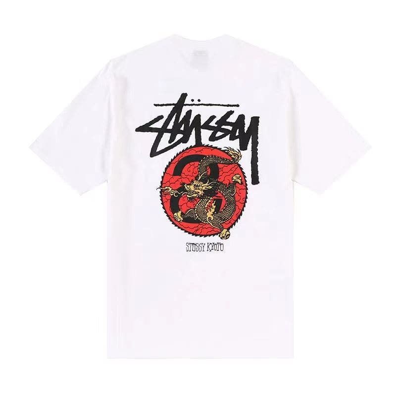 Stussy Crown Surfing Print Short Sleeve T-Shirt for Men and Women 2