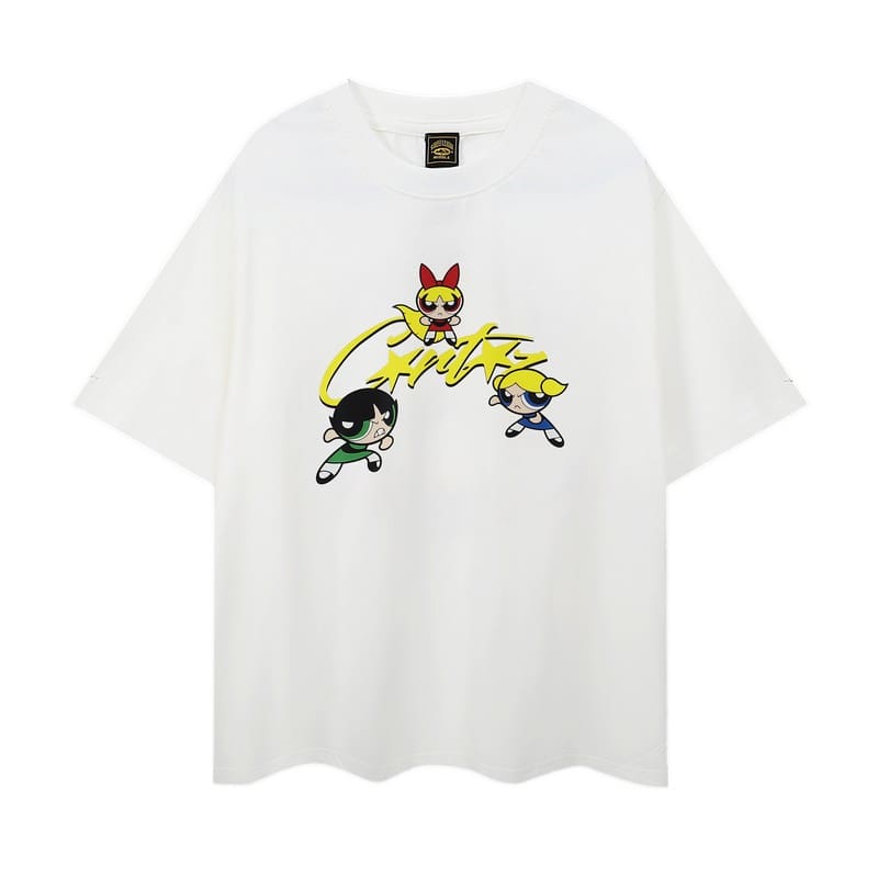 Corteiz Devil Island Graffiti Print T-Shirt for Men and Women High Street Retro Style