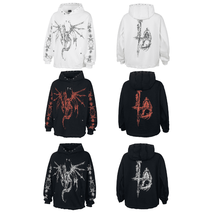 Thug Club Skeleton Dragon Print Hoodie