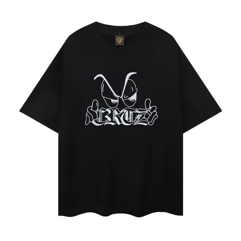 Corteiz Devil Island Graffiti Print T-Shirt for Men and Women High Street Retro Style