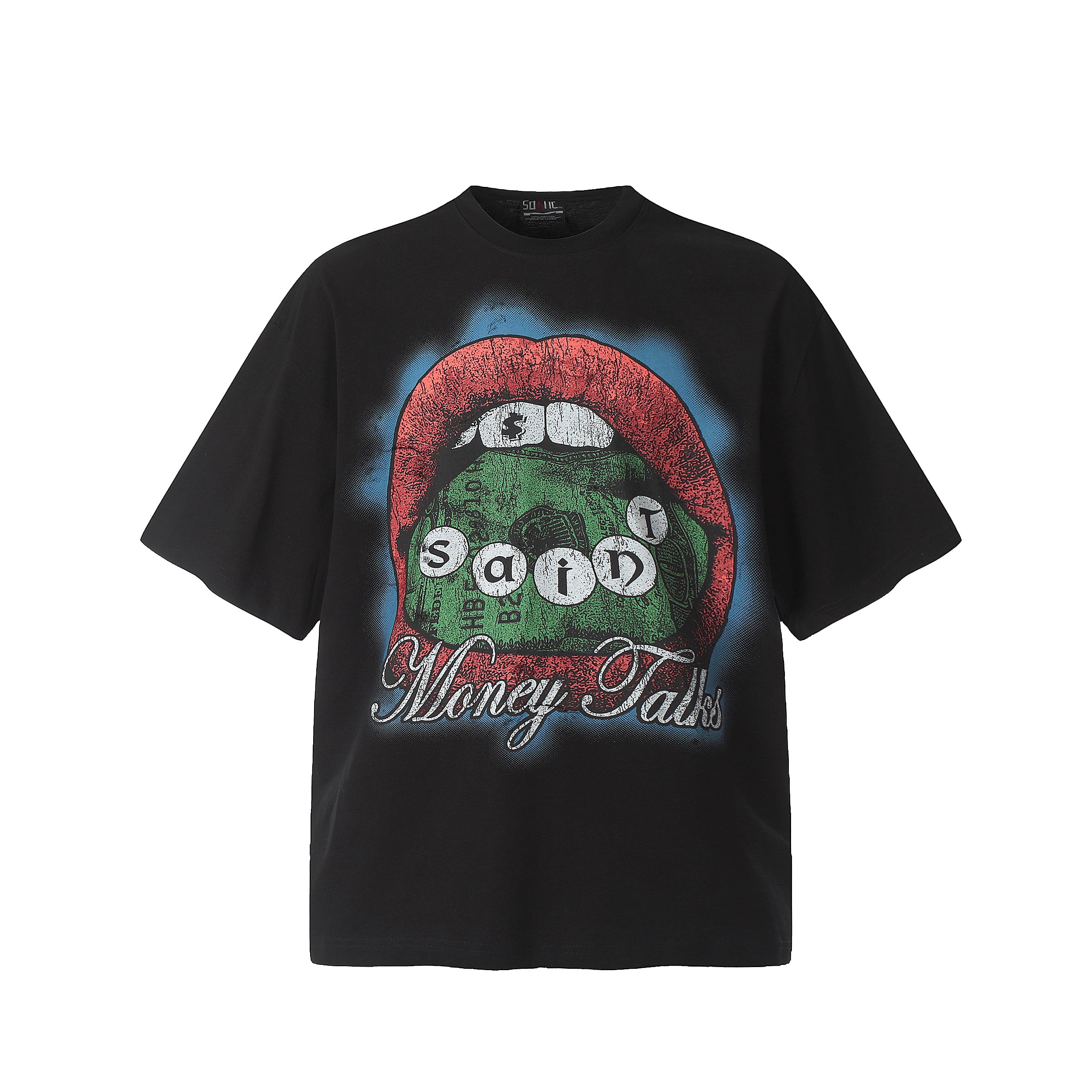 Saint Michael Letter Embroidery Vintage Short Sleeve T-Shirt Heavy Style