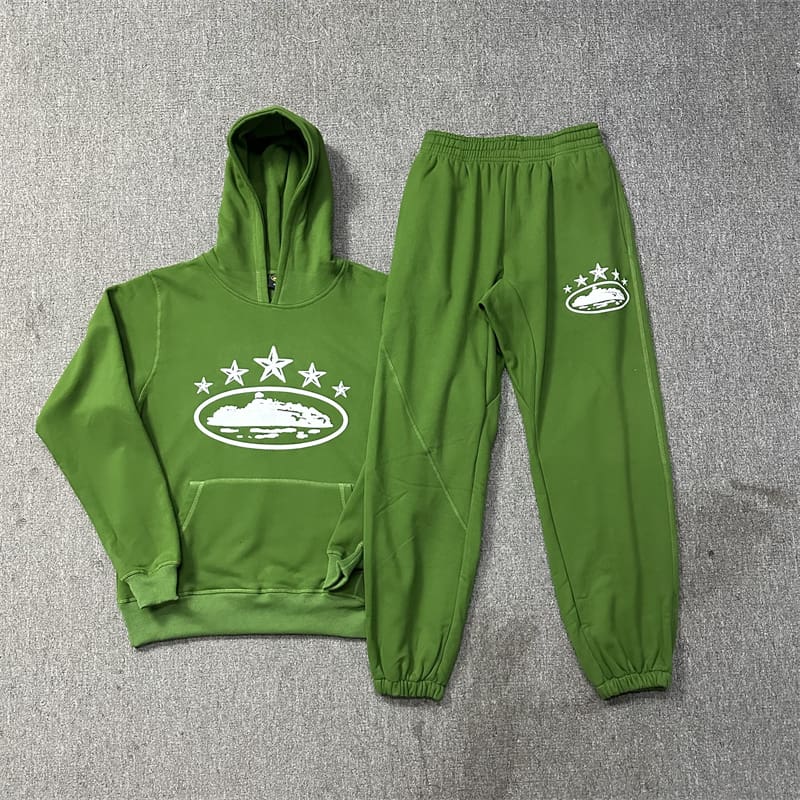 Corteiz Devil Island Five-Star Ship Printed Hooded Sweater Street Sports Casual Suit