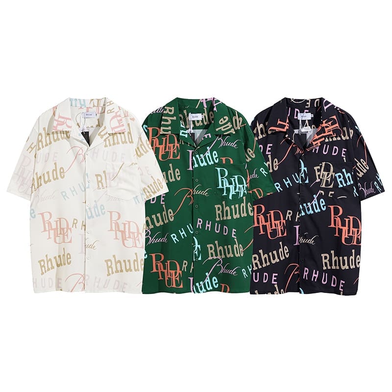 Rhude Letter Printed Short Sleeve Shirt