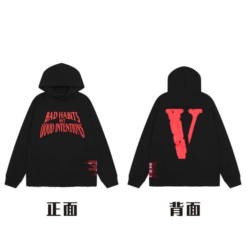 VLONE x Juice WRLD Big V Hoodie for Men and Women High Street Fashion